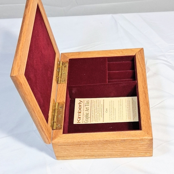 Kimberly Swan Tile Inlay Burgundy Lined "Over the Rainbow" Musical Jewelry Box - Picture 7 of 9